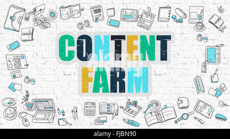 Content Farm Concept. Multicolor on White Brickwall. Stock Photo