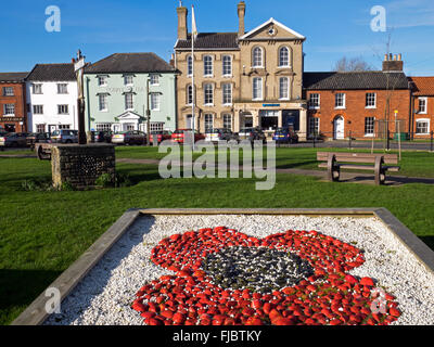 Queen's Square in The Market Town of Attlebrourgh in Norfolk, England Stock Photo