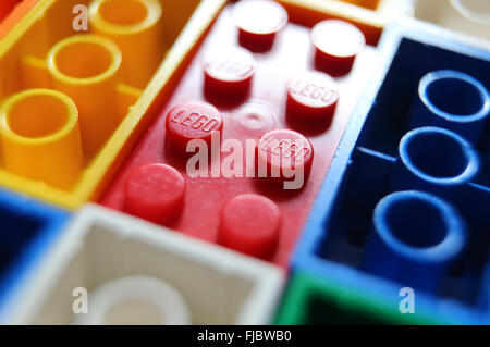 FILE - ILLUSTRATION - A file picture dated 22 October 2015 shows various lego blocks, pictured in Kaufbeuren, Germany. Danish toymaker Lego recorded record profits in 2015. PHOTO: KARL-JOSEF HILDENBRAND/DPA Stock Photo