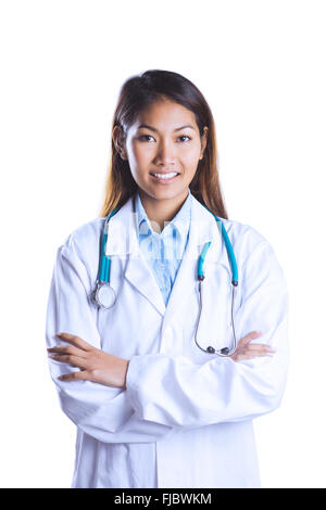Asian doctor with arms crossed looking at the camera Stock Photo