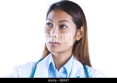 Focused asian woman thinking Stock Photo