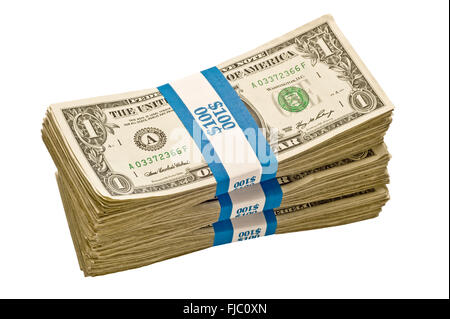 Bundles of Dollar Bills Stock Photo