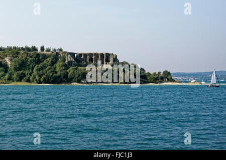 Roman ruins Grotte di Catullo, Sirmione, Lake Garda, Lombardy, Italy Peninsula Stock Photo