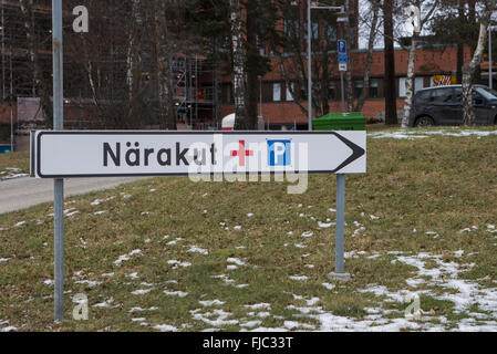 Reference to the emergency room at the hospital Löwenströmska, Upplands Väsby Stock Photo