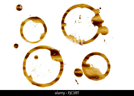 Coffee Cup Stains Isolated On White Stock Photo