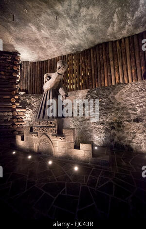 Europe, Poland, Wieliczka Salt Mine, astronomer Nicolaus Copernicus sculpture in underground chamber Stock Photo