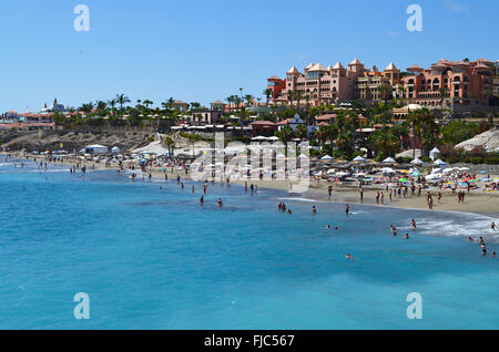 The resort beach of Playa del Duque in Costa Adeje on Tenerife. Stock Photo