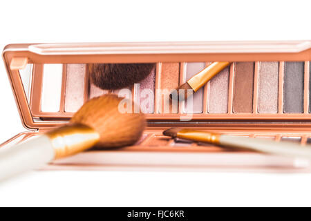 set of decorative cosmetics, Eyeshadow Palette and brushes Stock Photo