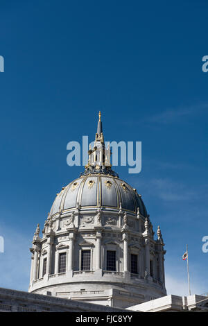 The central dome of the City and County of San Francisco City Hall, at the Civic Centre, San Francisco, California, USA Stock Photo