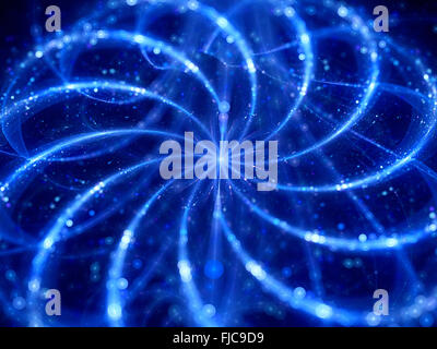 Blue glowing plasma curves, computer generated abstract background Stock Photo