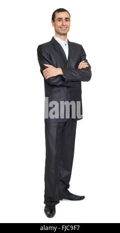 Man portrait in suit on white at studio Stock Photo
