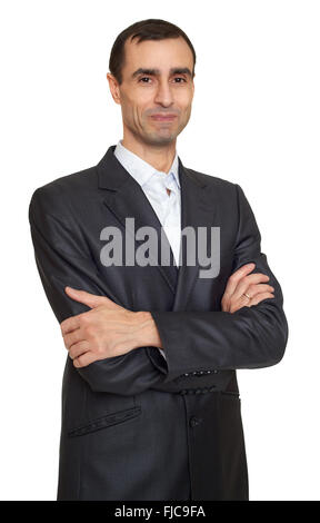 Man portrait in suit on white at studio Stock Photo