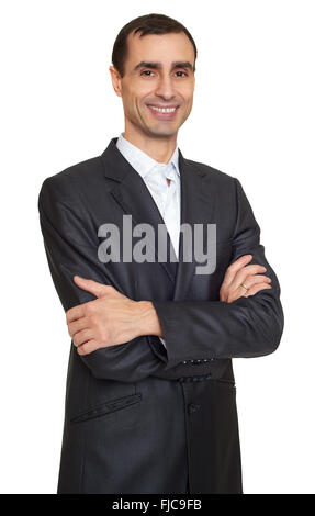 Man portrait in suit on white at studio Stock Photo