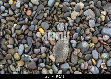 Rocks along the Rialto Beach in Olympic National Park of Washington State. Stock Photo