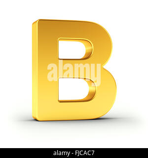 The Letter B as a polished golden object over white Stock Photo