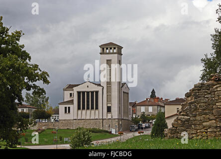 Church and new village of Oradour-sur-Glane, France Stock Photo