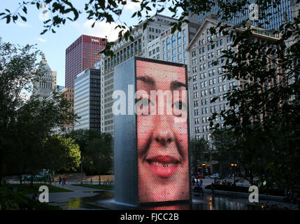 Crown Fountain in Millennium Park in Chicago, Illinois, United States of America. Stock Photo