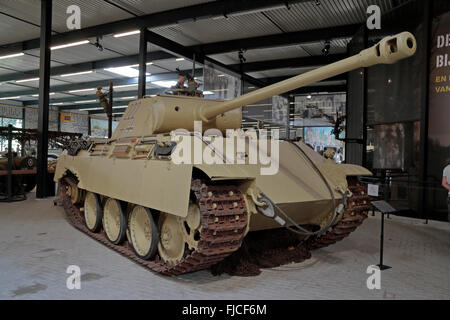 A Panther V German WWII tank on display in the Overloon War Museum in Overloon, Netherlands. Stock Photo