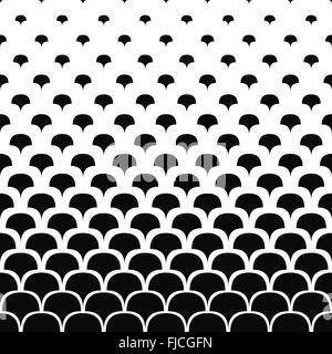 Seamless black and white curved shape pattern Stock Vector