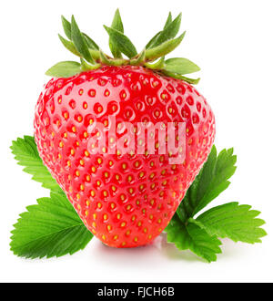 Single ripe strawberry isolated on white background Stock Photo - Alamy