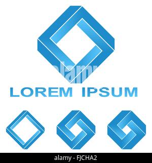 Blue Penrose rectangle company symbol design set Stock Vector