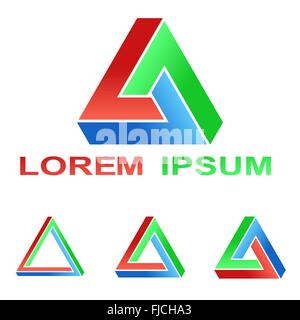 Penrose triangle technology symbol set Stock Vector