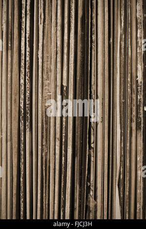 Stack of old vinyl records sepia edition. Vintage and retro themes Stock Photo