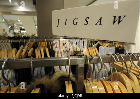 Jigsaw fashion brand sign and display at outlet in Cardiff,Wales UK. Stock Photo