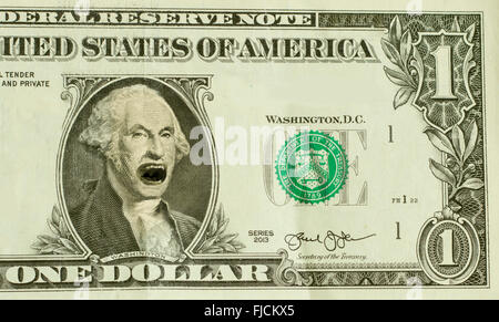 Emotional yelling George Washington with incredibly angry expression Stock Photo