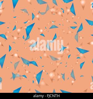 Abstract seamless pattern with blue and orange particles. Vector illustration Stock Vector