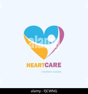 Healthcare & Medical symbol with heart shape.Heart Care logo,vector logo template.Vector illustration Stock Vector