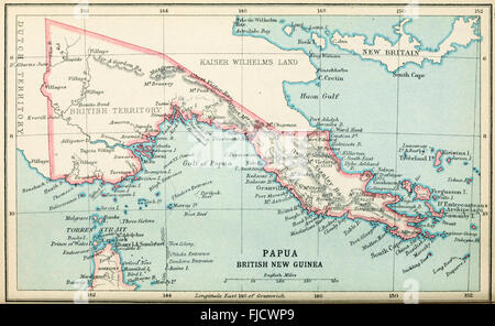 Map of Papau - British New Guinea, circa 1900 Stock Photo