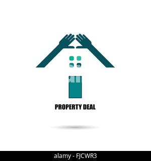 Hand and real estate icons and design elements.Colorful real estate, city and skyline icons. Vector illustrations Stock Vector