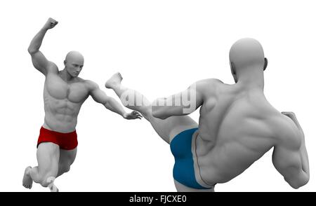 Body Combat Classes with Full Force Exercise Stock Photo