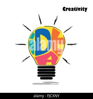 Light bulb sketch with concept of idea. Doodle hand drawn sign.Education and learning concept. Vector Illustration Stock Vector