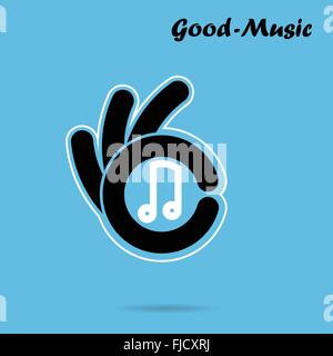 Creative hand icon abstract logo design vector template.Music and restaurant sign.Hand OK symbol icon.Corporate business and ind Stock Vector