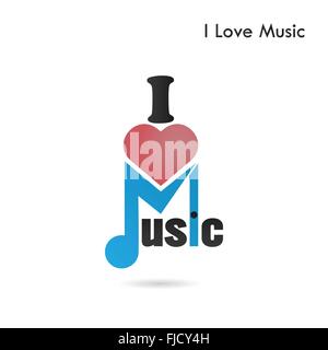 Creative music note abstract vector logo design. Musical creative logotype symbol. I love music concept. Vector illustration Stock Vector