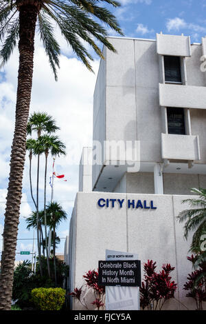 North Miami Florida,city hall,administrative offices,building,outside exterior,promoting Black History Month,FL160226003 Stock Photo