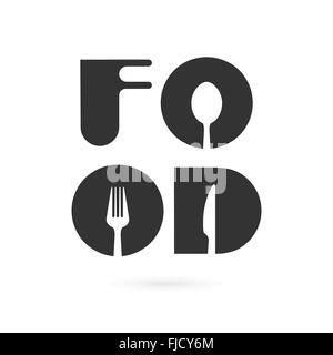 Creative food word logo elements design with spoon,knife and fork.Fast ...