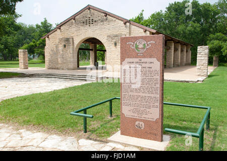 Civilian Conservation Corps Sign at Mother Neff State Park in Texas Stock Photo