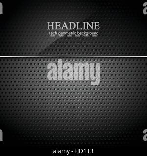 Dark metallic perforated texture with glass banner. Vector illustration Stock Vector