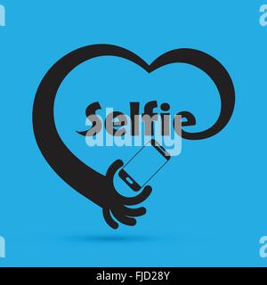 Taking selfie portrait photo on smart phone concept icon. Selfie concept design element. Vector illustration Stock Vector