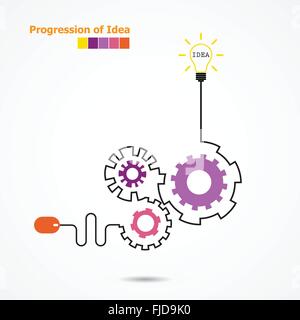 Creative light bulb idea concept and computer mouse symbol. Progression of idea concept. Business, education and industrial idea Stock Vector