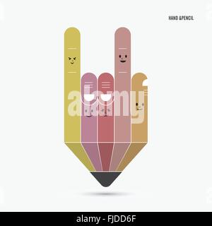 Abstract pencil and hand icon abstract logo design vector template. Corporate business creative logotype symbol. Stock Vector