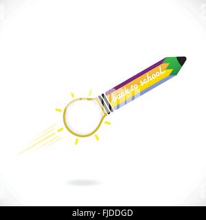 Creative pencil and light bulb icon abstract logo vector design with back to school concept.Corporate business creative logotype Stock Vector