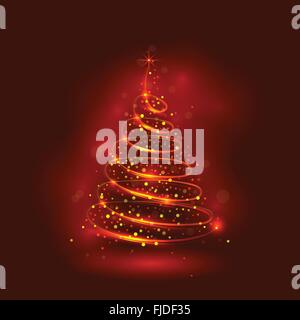 Shining christmas tree, the magic christmas tree, shinny christmas tree.Happy new year and merry christmas abstract background. Stock Vector