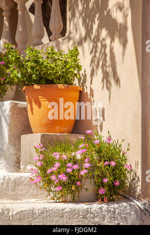 Image of sunlit porch steps. Stock Photo