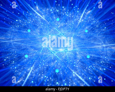 Nuclear fission, glowing neon style, computer generated abstract background Stock Photo