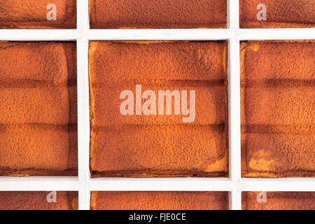 Square background from ceiling made from soft foam and iron structure. Stock Photo