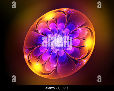 Colorful fractal flower in bubble background, computer generated abstract background Stock Photo